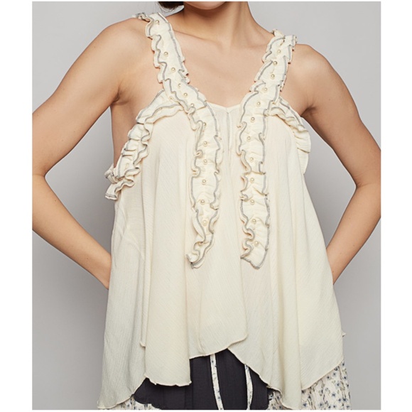 POL Cream Ruffle Detail Flowy Tank Top - Picture 3 of 5